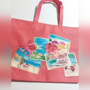 LANCOME Paris Beach Bag Canvas Tote Pink